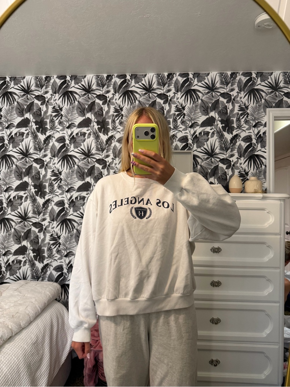 Hollister White Logo Crewneck Sweatshirt